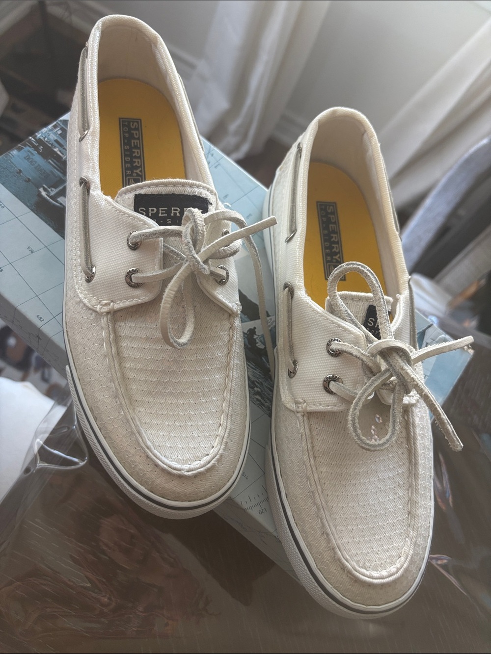 Sperry White Sequin Women’s Boat Shoes - Picture 2 of 3